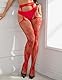 comeondear Sexy Strumpfhosen für Damen Netzstrumpfhosen Übergröße Fishnet Stockings Dessous Unterwäsche Curvy Große Größen Strapsstrümpfe Spitze Strapsstrumpfhosen Lingerie Women(Rot,3XL-5XL)