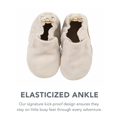 Robeez Baby Girls and Unisex Soft Soles Slip-Resistant Crib Shoes Slippers Moccasins for Infant and Toddler - Gold Shimmer - 6-12 Months by Robeez - Image 3