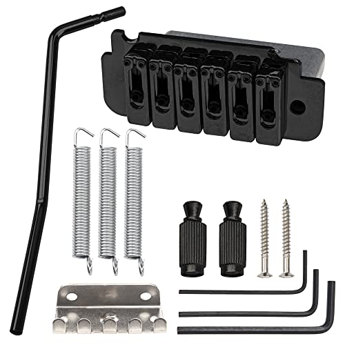 Yootones   1 juego de puente de trémolo para guitarra, 6 cuerdas, compatible con piezas de guitarra eléctrica estilo Squier Fender Strat (negro)