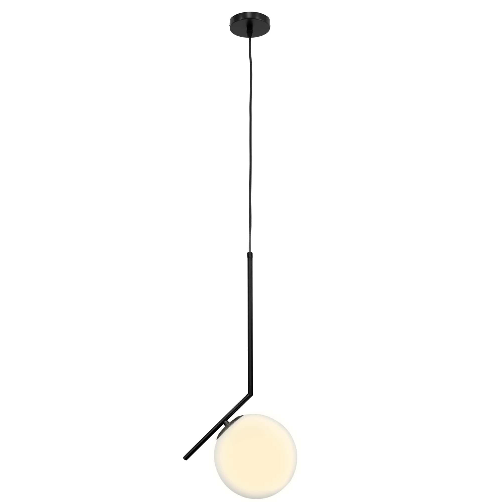 EDO lampada a sospensione a soffitto PELOTA in vetro glamour in colore bianco-nero, lampada a sospensione con attacco E27 per max. 60W, per soggiorno, sala da pranzo (20cm) EDO777102