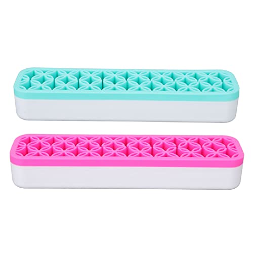 HOSEONFN Lot de 2 Supports pour pinceaux de Maquillage, Organisateur pour pinceaux, pinceaux, Support de Rangement de Bureau avec Trous de Plusieurs Tailles, matériau ABS TPR,