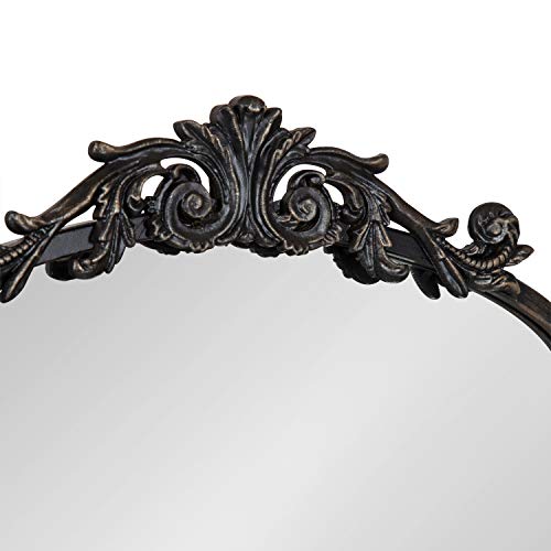 Image of Kate and Laurel Arendahl Traditional Arch Mirror, 19 x 30.75, Antique Black, Baroque Inspired Wall Decor