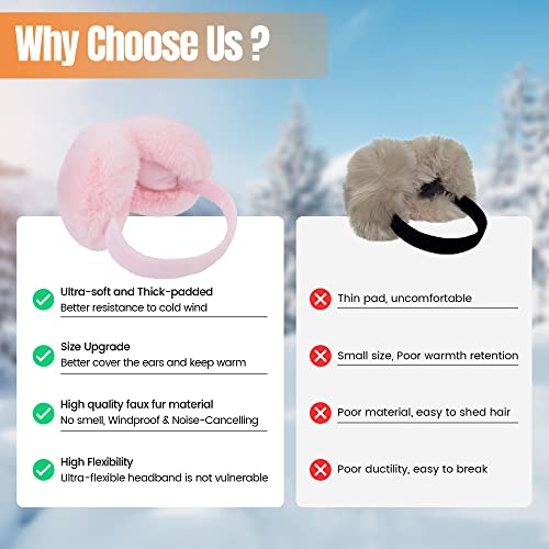 Livingston Pink Earmuffs Womens Ear Muffs For Winter Faux Fuzzy Earmuffs Winter Outdoors Ear Muff Fluffy Ear Muffs Pink Ear Muffs Winter Women, Light Pink #TOP4