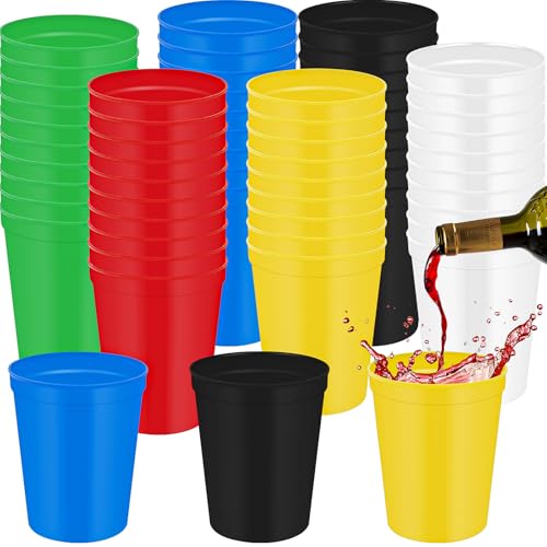 Gobelets réutilisables en plastique de 450ml multicolores et empilables x60 - 2