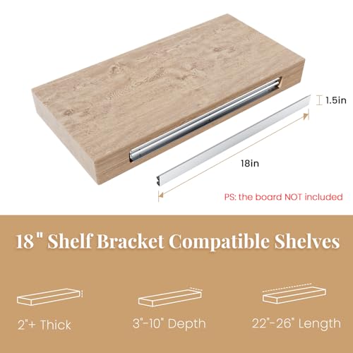 2pcs Floating Shelf Bracket for Live Edge Wood – Hidden Heavy Duty Fireplace Mantel Bracket, Invisible Floating Shelf Hardware, Wall Mounted Shelf Support, 150 lbs Load Capacity (18 inch-2pcs) by Crafterspirit - Image 7