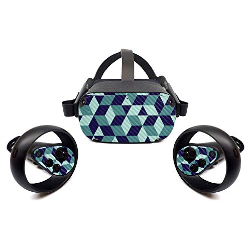 MightySkins Carbon Fiber Skin for Oculus Quest - Geo Tile | Protective, Durable Textured Carbon Fiber Finish | Easy to Apply, Remove, and Change Styles | Made in The USA (CF-OCQU-Geo Tile)