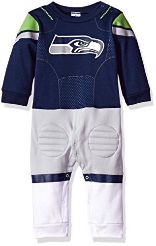 NFL Seattle Seahawks Unisex-Baby Footysuit Coverall, Navy, 12 Months