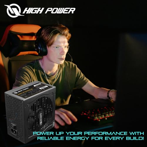 Image of HIGH POWER 80 Plus Gold Certified PC Computer Power Supply - 650 Watts PSU, Continuous Power ATX 12V V2.3 /EPS Active PFC with Whisper Quiet 120mm Fan, Reliable Performance and High Efficiency