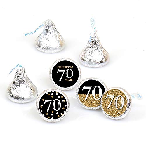 Big Dot of Happiness Adult 70th Birthday - Gold - Birthday Party Round Candy Sticker Favors - Labels Fit Chocolate Candy (1 Sheet of 108)