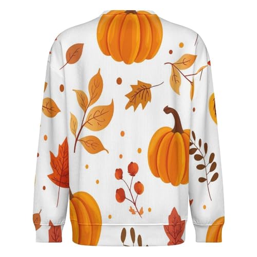 MoBlinko Mens Crewneck Sweater Cute Pumpkin Leaves Mens Sweater Sweaters for Men Long Sleeve Lightweight Pullover3