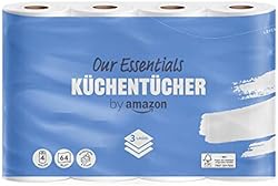 by Amazon Küchenrolle, 3-lagig, 4 Rollen (4 Rollen, 1-er Pack), 64 Blätter pro Rolle, FSC-Zertifiziert