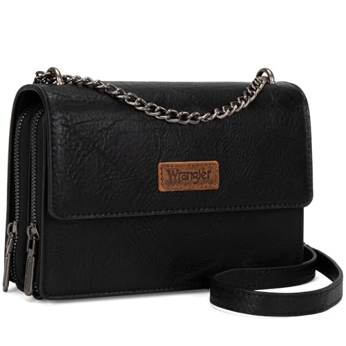 Wrangler CrossBody Purse for Women Western Small Clutch Wallet Trendy Shoulder Bag with Chain Strap Gift Black WG149-236BK - image 1