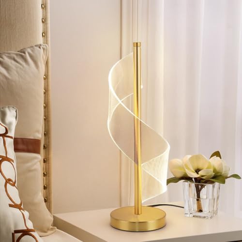 XINYASEE Lámpara de escritorio con luz cambiante de tres colores lámpara de mesilla de noche moderna y sencilla lámpara LED creativa dormitorio salón oficina lámparas de escritorio (oro)