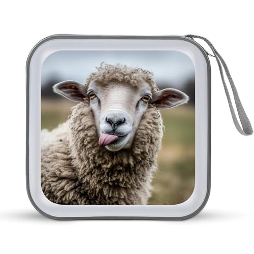 Funny Sheep CD Case Plastic DVD Case Holder Wallet Disc Storage Organizer for Car Travel
