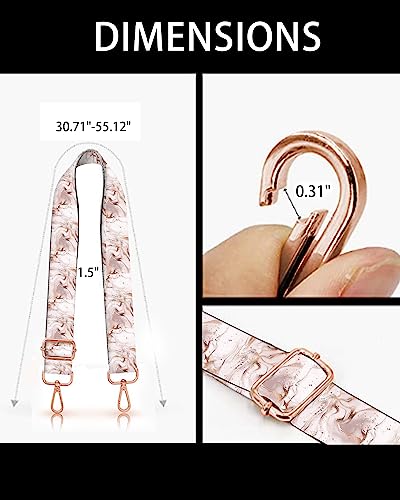 Image of Purse Straps Rose Gold Buckles Wide Shoulder Strap,Fashion Adjustable Replacement Belt for Crossbody Canvas Bag Handbag(Rose Gold Marble)