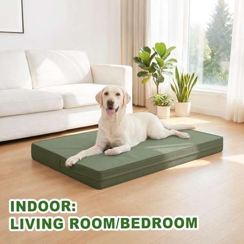 Image of XL Dog Bed Waterproof Washable, Wipeable Leather Large Crate Pad 42 inch Green