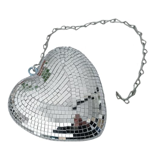 Bola espejada en forma de corazón para decoración, plateada y brillante, para colgar en hogar, bar, fondos fotográficos y ambiente festivo en celebraciones miniatura 1