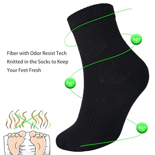 Image of Womens Anti Odor Blister Proof Seamless Cotton Moisture Wicking Sports Ankle /Crew Dress Socks,Size 6-10