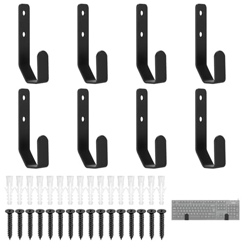 8 Stück Tastatur Halterung Wand, Tastatur Wandhalterung für Tastaturhalterung, Universal Metall Wandregal für Wired Kabellose Gaming Mechanisch Tastaturen, für Artikel mit einer Dicke  2,5cm