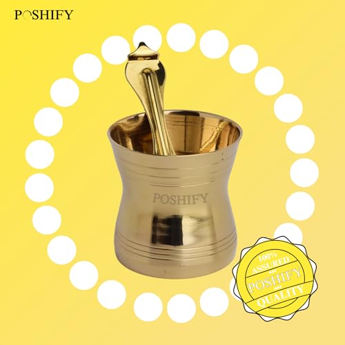 Image of Traditional Brass Pancha Patra with Spoon (Achamani /Pali) | Pure Brass Panchpatra Set for Puja, Mandir, Holy Water & Diwali | Hindu Pooja Items for Home (Cup: 6x6 cm, Spoon: 11.5 cm)