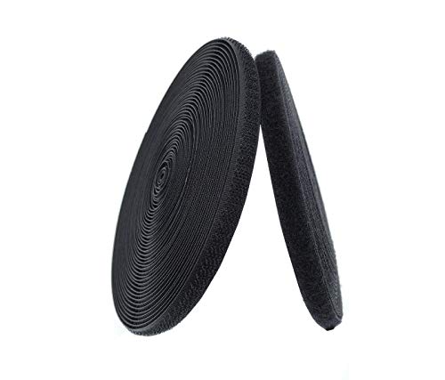 3/8'' Width x10 Meters Length Black Sew On Hook and Loop Tape Fastening Nylon Fabric Tape (Black, 3/8 Inch x 10Meters)
