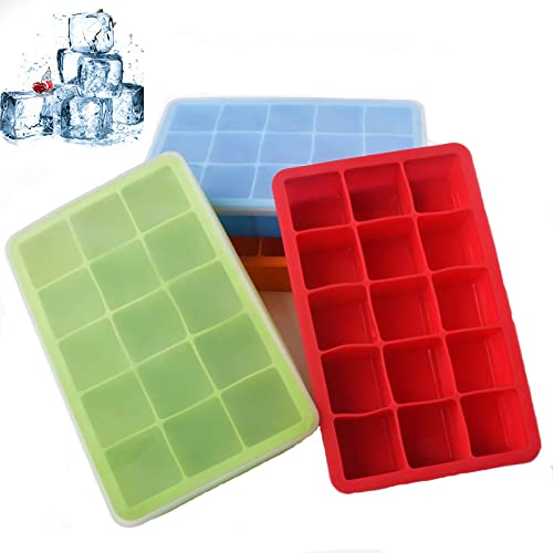 Molde de silicón para hielo 15 cubos 2 piezas azul sin tapa miniatura 6