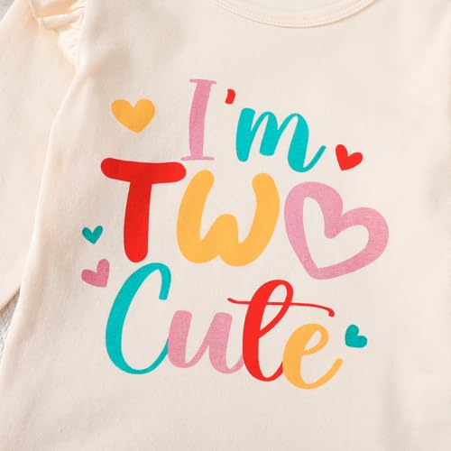 Baby Girl I'm Two Cute Outfit Toddler 2nd Birthday Clothes Little Girl Two Years Old Birthday Pants Set4