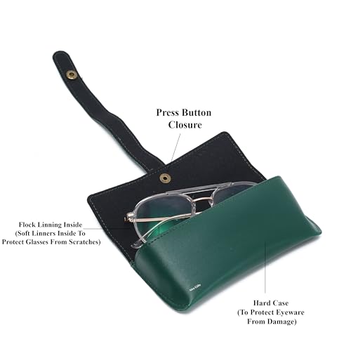Image of AICA Personalised Name & Charm Leather Sunglass Case Cover for Men & Women | Hard Case Eyewear Cover