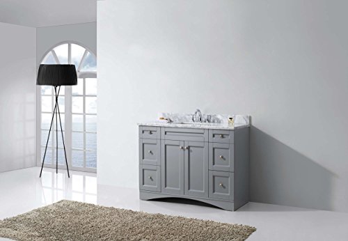 Virtu Usa Es-32048-Wmro-Gr-Nm Elise 48" Single Bathroom Vanity In Grey With Marble Top And Round Sink, 48 Inches, Cool Gray #TOP3