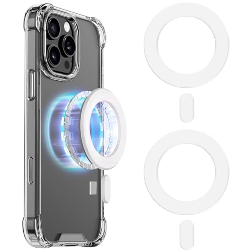 KALAPOP for Strong Magsafe Magnet Sticker 2Pack Magnetic Adapter Ring for Phone Cases Mag Safe Accessories Compatible with iPhone 17/Air/16/15 Galaxy S24/S23/Ipad/Kindle/Popsocket(White 2PCS)