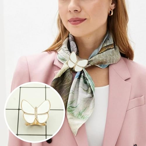 Image of 2 Pcs Scarf Ring Clips for Women Metal Shirt Tightener Cinch Buckle for Silk Scarf Shawl Blouse Sweater T Shirt Clothing Accessories