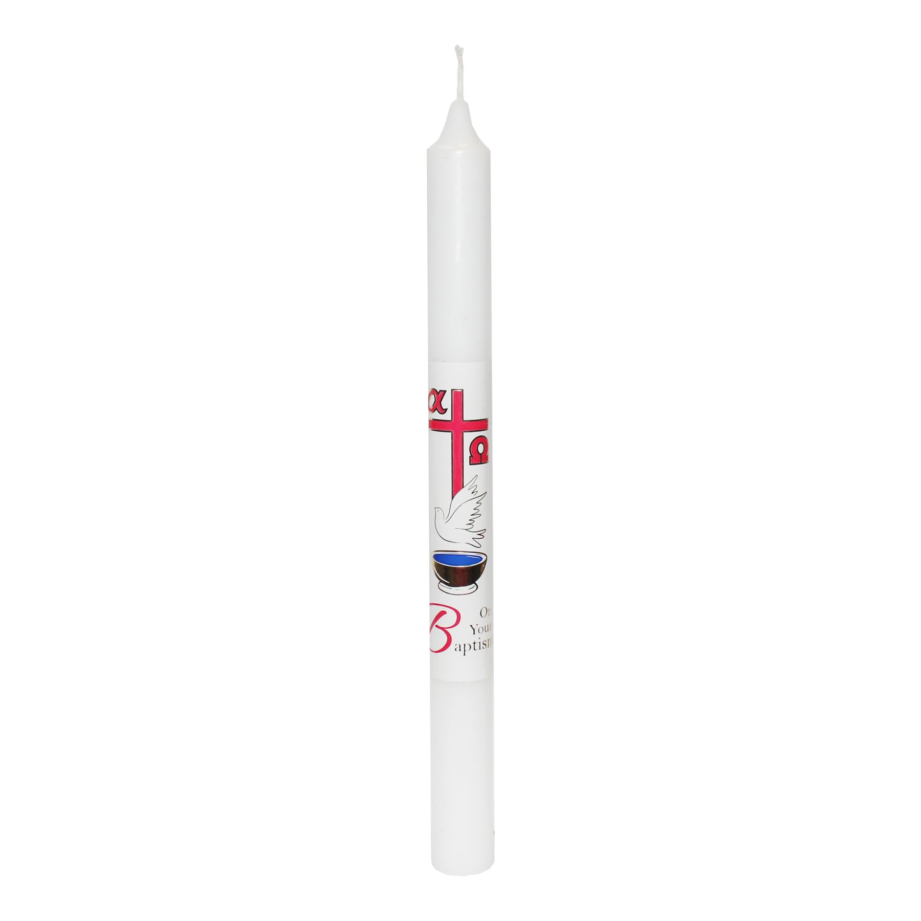 First Light Baptismal Candle White with Cross and Dove 25cm