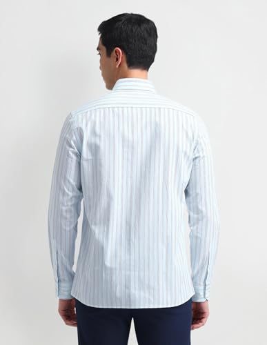 Image of Arrow Men Slim fit Cotton Striped Long Sleeves Cutaway Collar Shirt