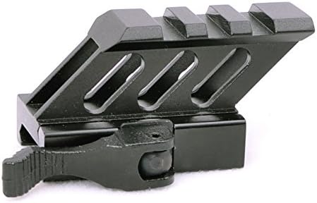 Hammers 45 Degree Angled Forward Extending 1 inch Micro Mini Riser Mount with QD Cam Lever Lock and Picatinny Rail Top for Mini Micro Red Dot Sights