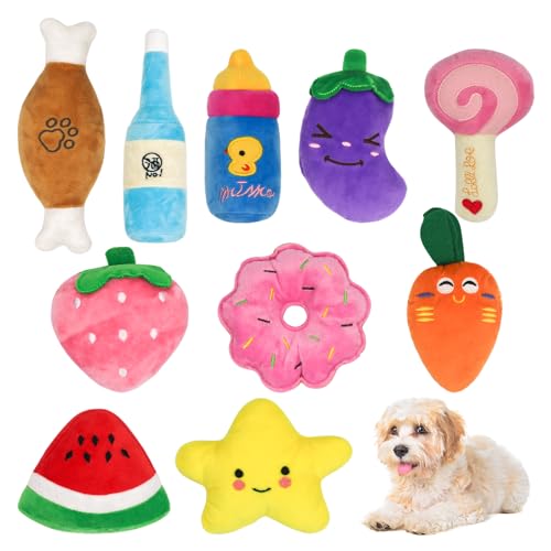 Juego De Juguetes Para Perros, 10 Piezas Juguetes Vocales Para Perros,Juguete Para Cachorros De Cuerda Para Juego Y Limpieza Dental,Mordedor Peluche Algodón Natural Para Perros Pequeños Y Medianos