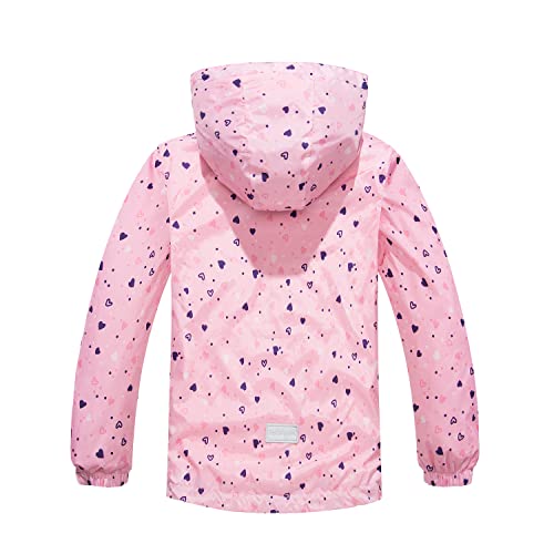 Image of MGEOY Girls Rain Jacket Lightweight Waterproof Hooded Cotton Lined Raincoat Windbreaker for Kids Size 4-12 Years