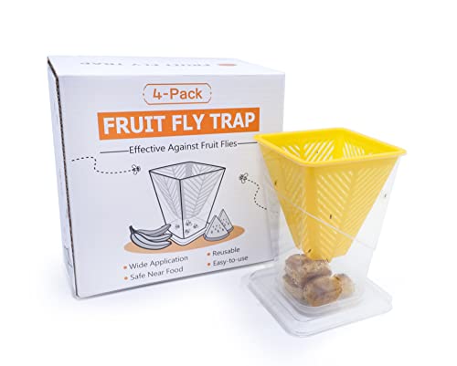 4'er Pack ohne Chemie Fruchtfliegen-Falle, Fruchtfliegen-Lebendfalle, Hochwirksame Ökologische Fruchtfliegenfalle für Küche und Innenraum Obstfliegenfalle Cover
