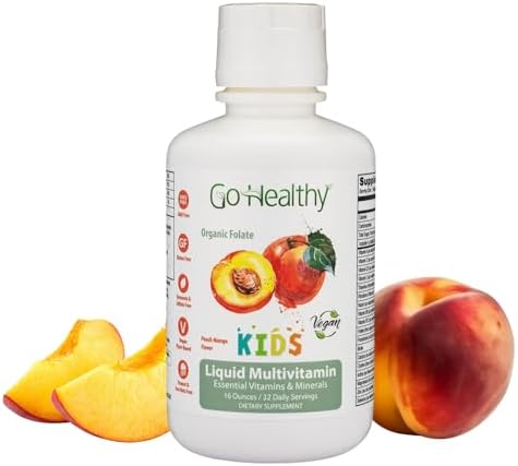 Go Healthy Multivitamin for Kids, Toddlers - Vegan Liquid Immune Support Supplement, Organic Folate, Liquid Vitamins & Minerals, 20 Fruits & Vegetables, Prebiotic, Gluten Free - 32 Servings