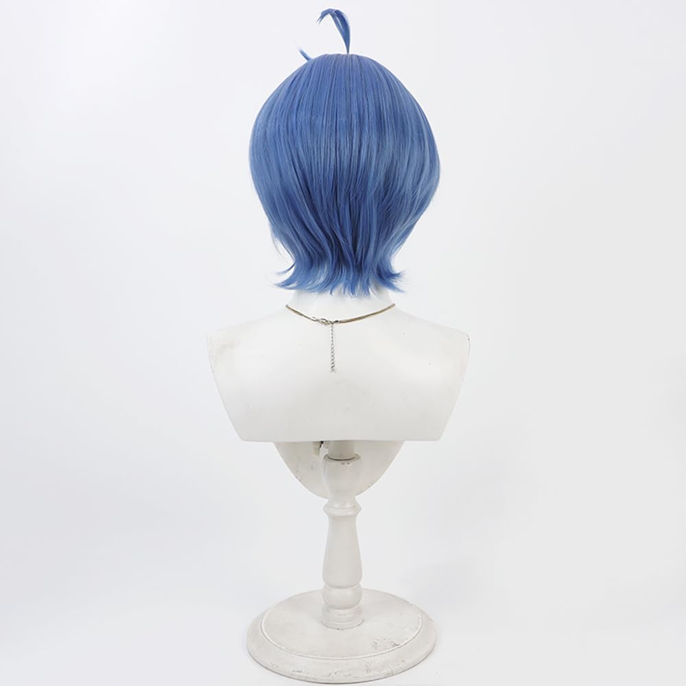 Short Blue Cosplay Wig for Men Anime Costume Wig Halloween Synthetic Hair for Comic Show Fancy Party (Blue)