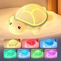 ONXE Baby Night Light for Kids,7 Colors Turtle Toddler Night Lights for Nursery,Cute Silicone Squishy Rechargeable Bedside Lamp,Fun Cool Room Decor Stuff for Boys Girls Birthday Christmas Gifts
