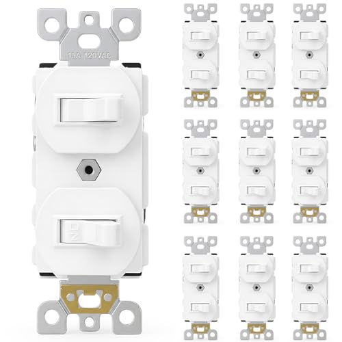 Interrupteur mural électrique double bascule Baomain 15A 125V blanc pour installation résidentielle