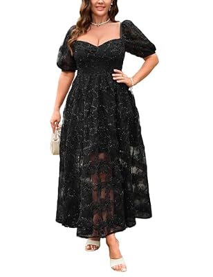 EYWOL Plus Size Wedding Guest Dresses for Curvy Women - Black Cocktail Dress - Plus Size Black Prom Dresses - Evening Ball Gowns - Formal Dress