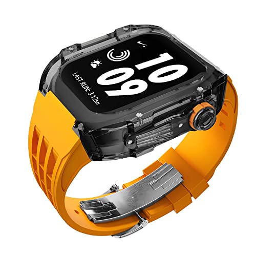 Boîtier transparent de luxe et bracelet sport en caoutchouc haut de gamme pour Apple Watch