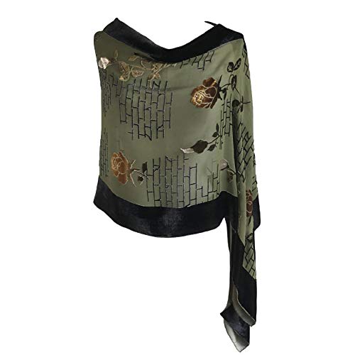 Silk Base Burn-out Velvet Shawl, 72