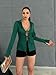 Cicy Bell Womens Sexy Tie Front Shirts Deep V Neck Silk Club Tops Long Sleeve Y2k Going Out Blouse Dark Green