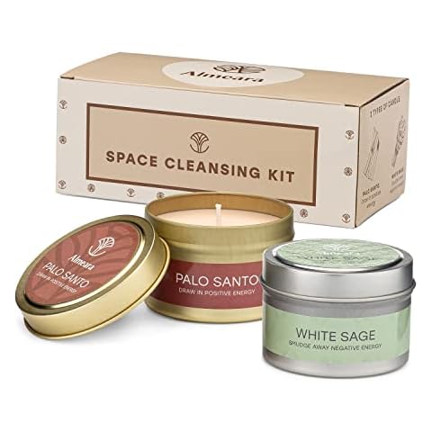 Almeara Space Cleansing Kit Sage Candle and Palo Santo Candle Set Cover