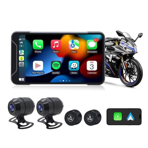 Geloo Wireless Dash Cam per Moto con 5" LCD Moto Carplay per Moto con Dashcam Fotocamera GPS Moto Navigatore Impermeabile IP67,2K+1080P Telecamera Moto, Registrazione in loop,WIFI, 128G