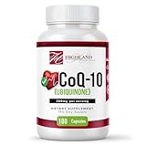 Highland Health Foods CoQ10 200mg 180 Vegetarian Capsules for Heart Health, Non-GMO, Easy to Swallow, Supports Cellular Energy Production and Cardiovascular Health