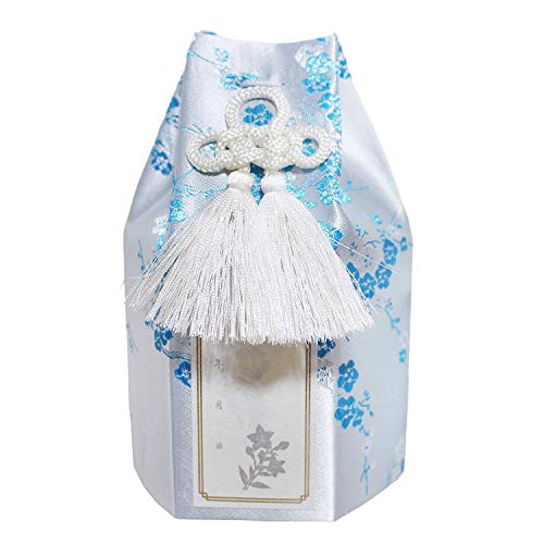 仏具 骨壷 2.5寸 梅 ブルー 覆い袋のみ 骨壷カバー シルク 分骨