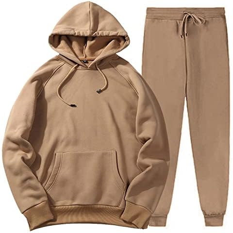 Sweatsuit Set Men's 2 Piece Outfits Men's Athletic Tracksuit Jogging Sweat Suits Sport Pullover Sweatshirts & Pants(Khaki,XXXL) Cover